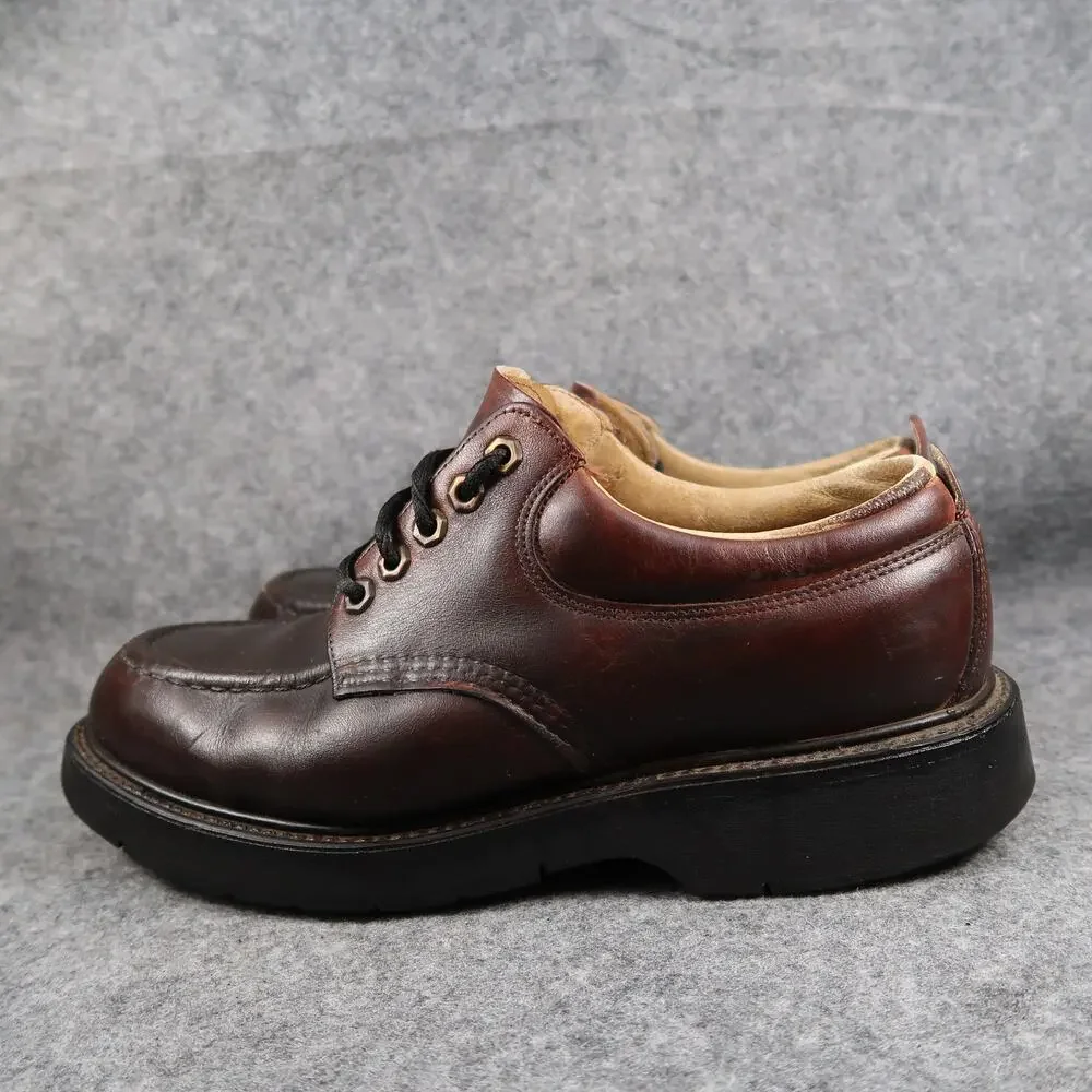 Work America Shoes Mens 9 Derby Oxford Leather Moc Toe Brown Made in USA Classic